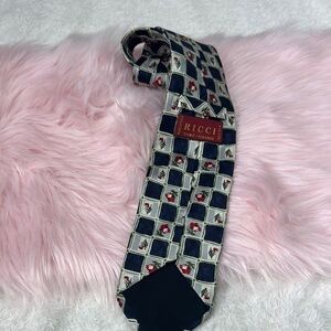 Ricci como- firenze 100% Silk Tie with Floral Checkered Design